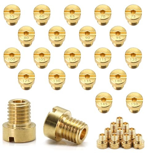 INNAL 20 Stück M6 Vergaser Düsen Hauptdüsenset Satz Anti Rost M6 Vergaserdüsen Satz Hauptdüsen 55 60 65 70 75 80 85 90 95 100 105 110 115 120 125 130 135 140 145 150 für Roller Motorrad