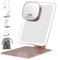 FANCYSEEU Wiederaufladbar 1500mAh Kosmetikspiegel mit Beleuchtetung, 15X Mini Vergrößerungspiegel mit 3 Farben Dimmbarer Faltbar Schminkspiegel, Makeup Spiegel mit Licht (Roségold)