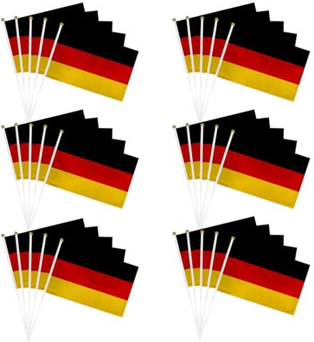 HDGSAFD 30 bandiere tedesche a manovella a mano, nero, rosso, giallo, 14 × 21 cm, patriottiche, eventi sportivi, celebrazioni