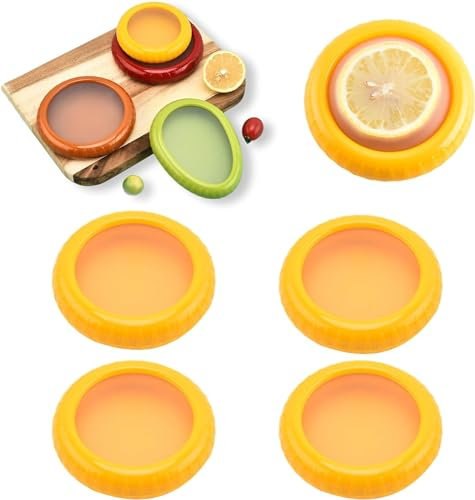 Conteneurs de Stockage de Fruits,4 PCS/Set Boîtes de Rangement Réutilisables en Silicone,Boîte de'conservation Alimentaire pour Oignons,Tomate,Citron,Avocat,Légumes pour Garder les Aliments Frais