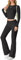 IWOLLENCE Hausanzug Damen Jogginganzug Set Lounge Set 2 Teiler Sportanzug Damen Y2K Outfit Homewear mit Crop Top und Schlaghosen (Schwarz, M)