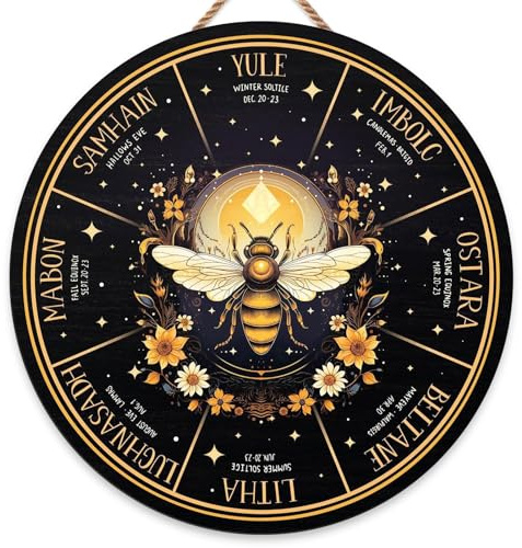 RIVEENY Rad des Jahres Wandbehang, 30,5 cm Sabbats Heidnisches Hexenschild, Wicca-Kalender, Weihnachtsdekoration, Halloween-Dekoration