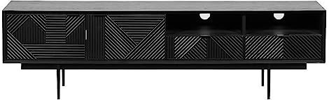 CUISGOR Mueble Para Télévision Meuble TV sculpté Vintage Meuble de Rangement for Centre de Divertissement de Salon avec 4 tiroirs de Rangement et 2 étagères Ouvertes Estante Para TV(A)