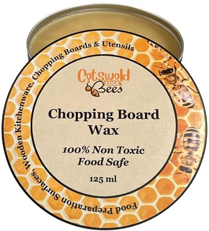Chopping Board Natural Bee Wax Polish and Conditioner, Natural Clear Wax, 125 ml - Suitable for Furniture and All Wood Types