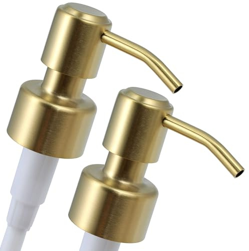 ALTGLAS 2 Stück Edelstahl Seifenspender Pumpkopf 'Roma' mit 28mm Gewinde | Gold Gebürstet • Doppelpack Ersatz Pump Aufsatz • Upcycling Seifen Spender Bauen - passt auf Jacky & Lemonaid