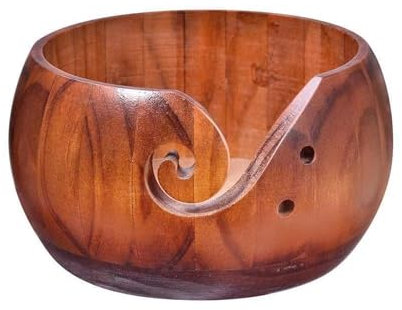 Parthan Wooden Yarn Bowl for Knitting and Crocheting, Portable and Durable Rosewood Design, Smooth Finish with Spiral Cutout for Craft Enthusiasts, Portable Wooden Yarn Bowl