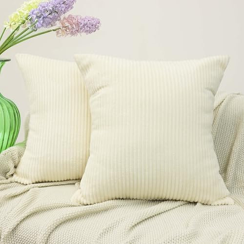 Amilian 2er Set Kissenbezug 50x50 cm - Bezüge für Sofakissen, Dekokissen, Zierkissen - Kissenhüllen 50 x 50 cm - Kissenhülle Lichtblüte