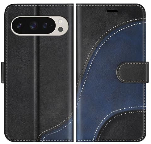 BoxTii Cover per Google Pixel 9 PRO/Google Pixel 9, Custodia in PU Pelle Portafoglio, Magnetica Flip Cover a Libro con Slot per Schede per Google Pixel 9 / Pixel 9 PRO, Nero
