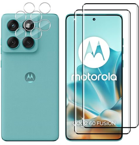 Lutree Vetro Temperato per Motorola Moto Edge 60 Fusion/ 60 Pro/ 60, 2+2 Pezzi 3D Pellicola Protettiva + Pellicola Fotocamera, Vetro Protettivo, HD Senza Bolle Anti-Graffio Protezione Schermo