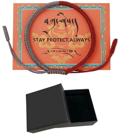 MYGLOAR Bracelet rouge, bracelet en tissu Kabbale, protection bébé, hommes, femmes, porte-bonheur tibétain fait main, porte-bonheur bouddhiste, tissé (Gris rouge)