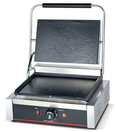 MObyat Kommerzieller Sandwich-Grill, Elektrischer Sandwichmaker Aus Edelstahl, 50–300 °C, Beidseitige Heizung, Antihaftbeschichtung, Für Grillbrot, Sandwiches, Hähnchen Und Fleisch