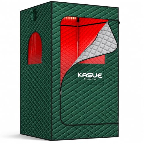 KASUE Tente de sauna à vapeur portable pour la maison, sauna infrarouge avec cuiseur vapeur de 3 L, 9 niveaux de température et minuterie de 99 min, isolation imperméable à 5 couches, chaise pliante