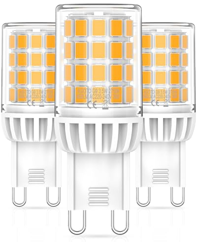AGOTD G9 LED Leuchtmittel Warmweiß 2700K, 3.5W, 650LM, 3er Pack | Energieeffizienz der Klasse B, Ersatz für 30W 50W Halogenlampe, Nicht dimmbar, Kein Flimmern, AC 220-240V