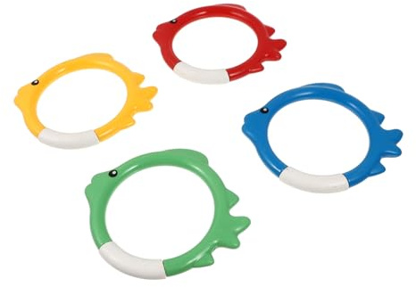 LRXIYODE Jouets Anneaux De Plongée pour Garçon Et Filles, Lot De 4 Pièces Colorées, Plastique, Jouets D'été pour Piscine, Jeux De Natation en Plein Air