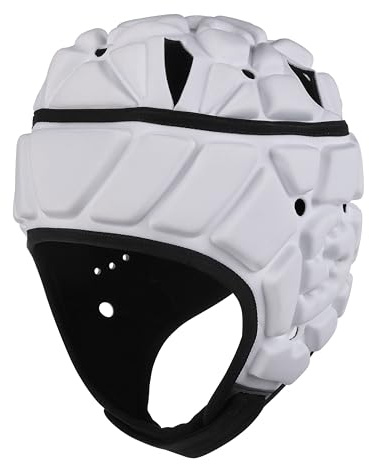 Surlim Soft Helmet for Flag Football Scrum Cap Soft Shell Helmet Rugby Headgear for Youth Adults (White, Medium)