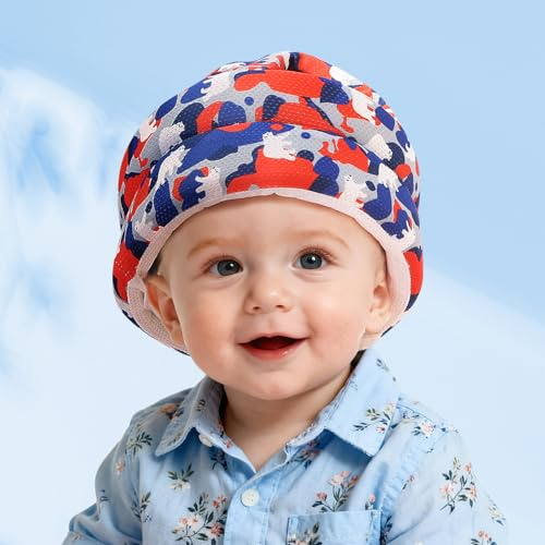 JUNUNDJING Kopfschutz Baby, Baby Kopfschutz, Anti-Kollision Baby Helm Kopfschutz, Helm Baby, Babyhelm, Head Protector, für 6 Bis 36 Monate, Kleiner Blauer Bär