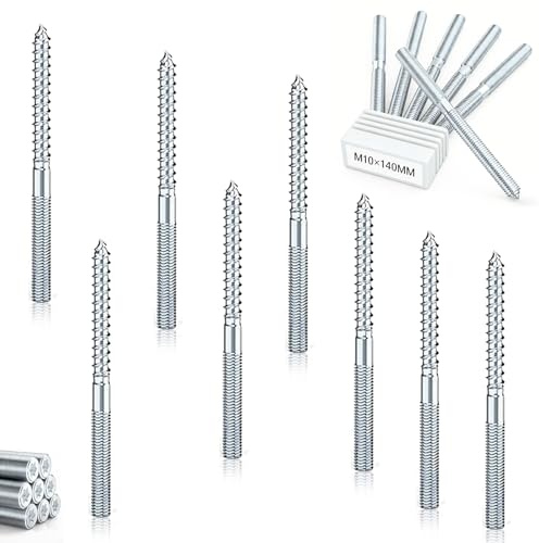eupdd 15 Pièces Vis Double Filetage M10 x 140 mm: Vis à Double Filetage