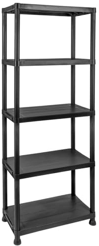 LANDXPERT 3X Kunststoffregal 5 Ebenen 61x31x171cm Schwarz Steckregal Lagerregal 125kg Tragkraft