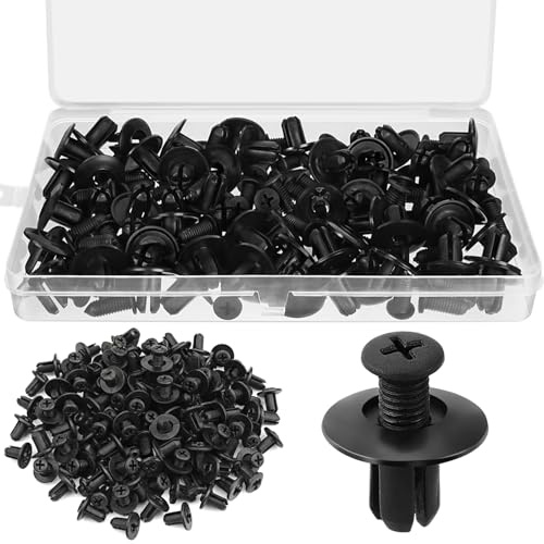 Aililong 100 Pezzi Rivetti in plastica 8 mm - Set di Clip di Fissaggio per Auto, Rivetti ad espansione in plastica, Viti per Corpo per Fissaggio Corpo e paraurti