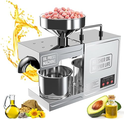 Peanut Machine, Automatic Olives Oil Extraction Squeezer, Oil Press Machine for Home Avocado Coconut Flax Peanut Castor Perilla Seed Canola Sesame Commercial Grade