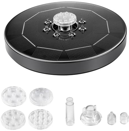 Nikou Pompa Fontana Solare 3W Pompe Acqua Galleggianti Autoportanti per Giardino, Patio, Stagno e Piscina con Luce e Ugello Trasparente * 8