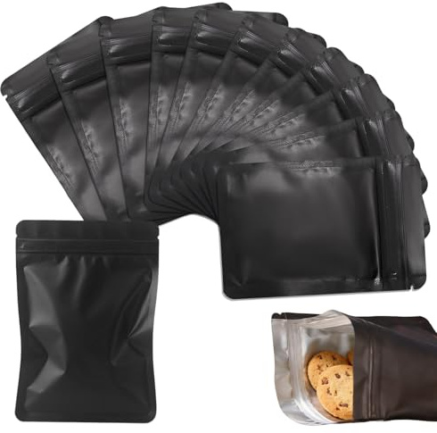 100 Pcs Black Mylar Bags 7x10 cm, Resealable Grip Seal Foil Ziplock Bags - Cali Packs for Food Storage, Jewelry, Electronics, Samples & Small Items Packaging