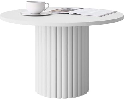 Mirjan24 Couchtisch rund Korku M16, Beistelltisch, Sofatisch, Coffee Table, Wohnzimmertisch mit Beine aus Stahl, L:67 x B:67 x H:42 cm (Weiß)