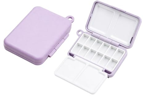 Mini Paint Palette Box with Lid, Portable 12-Slot Watercolour Mixing Tray for Travel Painting, Compact Wet Palette Tin for Acrylic, Gouache Art Projects(Purple)