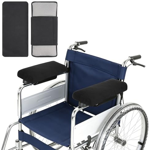 Armlehnenpolster für Seniorenrollstühle (Paar) – Weiches Kissen für Mobilitätsroller mit Ablagefläche, mit PE-Schlauch gefüllte Polster für Rollstuhl-Armlehnen, (schwarz)