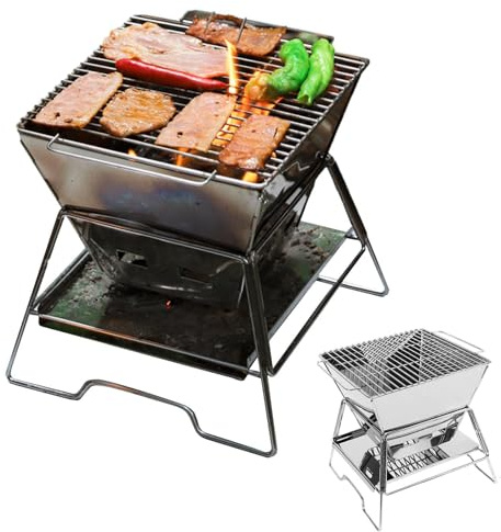 fayarrd Estufa de leña portátil, estufa de leña de campo – Mini estufa de picnic – Práctica de exterior plegable y estable para el camping con hoguera de picnic
