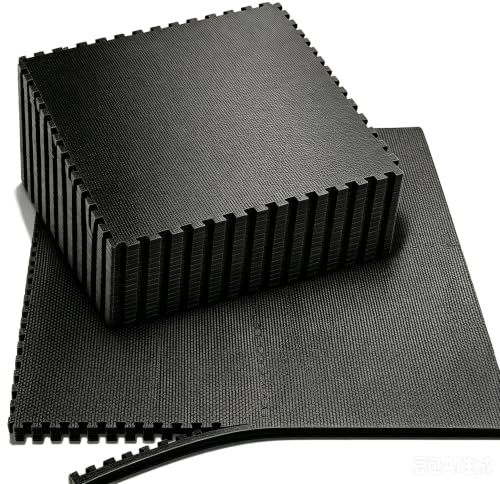 Tapete para Piscina 12 Losetas Negro 60 x 60 x 1 cm – Base EVA para Piscina Desmontable, Spa y Jacuzzi, Impermeable y Antideslizante, 4,32 m²