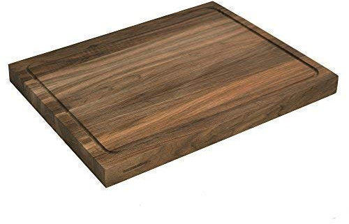 NATUREHOME Schneidebrett beidseitig mit Saftrille Holz Groß Nussbaum - 50x40x4 cm Holzschneidebrett Massivholz Küchenbrett Holzbrett Hochwertig Tranchierbrett Schneideunterlage
