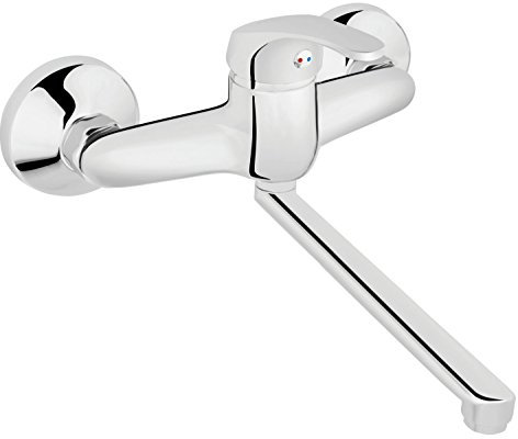 Wandarmatur Armatur Küche Keller Bad Wandmontage Auslauf lang Chrom