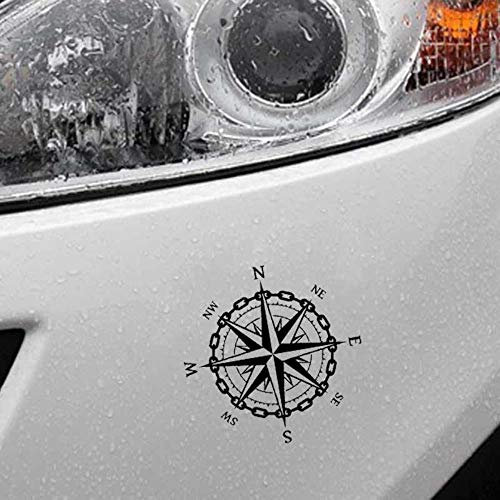 Stukk Stickers Nautical Compass Sailor SEA Style Fun FINGS-Aufkleber Vinylaufkleber 17,8 cm x 17,8 cm - Schwarz