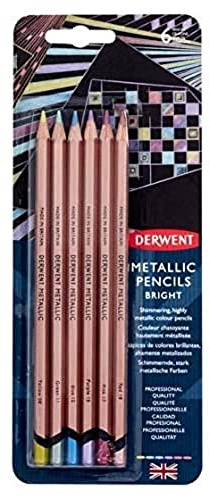 Derwent 2305601 Metallic Pencil Colours Blister Pack, Set of 6, Professional Quality Multicoloured One Size