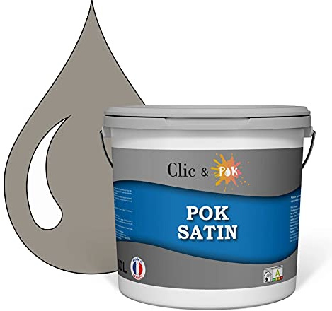 POK SATIN : Peinture Satin Lessivable Taupe Chocolatée 100m² - 10L