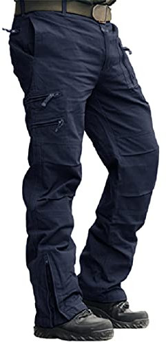 MAGCOMSEN Männer Cargohose Outdoor Tactical Hose Atmungsaktiv Ripstop Arbeitshose mit 8 Taschen Herren US Armee Hose Jagdhose Frühling Cargo Jeans Dunkelblau 36