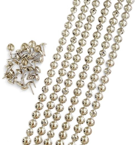 Let's Decorate Tiras de tapicería de níquel de 5 metros, tiras de uñas decorativas para sofá, tachuelas para sillas de jardín, tachuelas sueltas a juego (níquel de 9,5 mm)