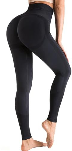 OUDOTA Damen Sports Leggings Slim Fit Hohe Taille Lange mit Bauchkontrolle Sport Blickdicht Yogahose Fitnesshose Laufhose Tights für zum Laufen, Radfahren, Fitness Mit Duft L Schwarz