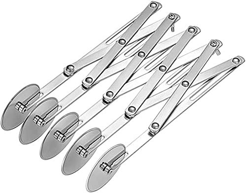 5 Wheel Pastry Cutter with Handle Set of 2 Stainless Steel Double Cutter Adjustable Pizza Slicer Multi-Round Dough Cutter Roller