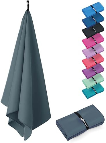Fit-Flip Microfaser Handtücher - kompakt und leicht - Mikrofaser Handtuch schnelltrocknend - als Reisehandtuch, Sporthandtuch, Strandtuch - Badetuch groß (1x 80x40cm, Cool Grey)