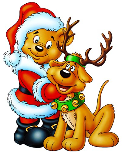 alles-meine.de GmbH 3 Stück große Fensterbilder - Teddy mit Hund als Rentier Verkleidet - statisch haftend - selbstklebend + wiederverwendbar/Weihnachten - Sticker Fenste..