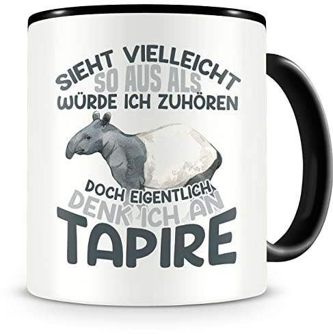 Samunshi® Tapir Tasse mit Spruch Sieht vielleicht so aus Tapire Geschenk für Tapir Fans Kaffeetasse Lustige Tassen zum Geburtstag schwarz Keramik 300ml