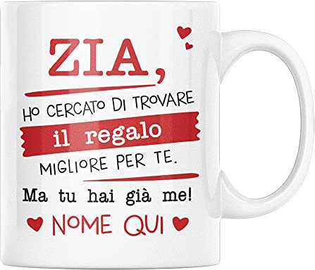 Vulfire Zia Tazza in Ceramica Ho cercato il regalo migliore Personalizzabile, Regalo Festa Zia, Festa degli zii, Idee Regalo Zia, Colazione caffè (Zia, ceramica)