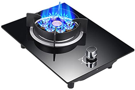 Snokwin Piano Cottura a Gas da Appoggio in Vetro Temprato Nero, Bruciatore Singolo, Facile da Pulire