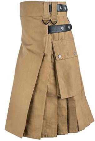 Beokeuioe Kilt traditionnel pour homme - Mode écossais - Jupe utilitaire - Jupe rétro classique - Écosse - Jupe plissée - Style médiéval - Écosse, C Kaki., M