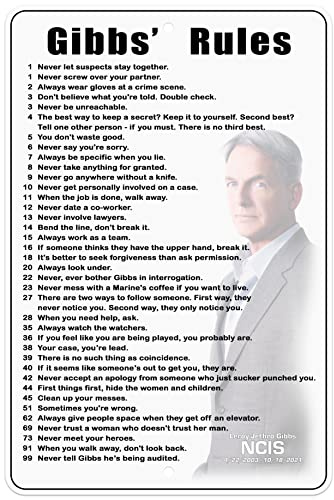 Tribute Edition Gibbs' Rules 20,3 x 30,5 cm, robustes Aluminiumschild (alle 38 Regeln)
