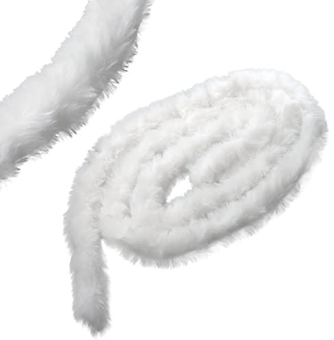 Kunstpelzband, 2 m, Weiß, 3 cm breit, Kunstfellband, pelziges Band, Zubehör für Kostüm, Handwerk, Hauben und Mäntel