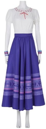 Pepa Kleid für Erwachsene, Luisa Cosplay Kostüm mit Kopfschmuck Madrigal Rock Armband Outfit Halloween Anzug L