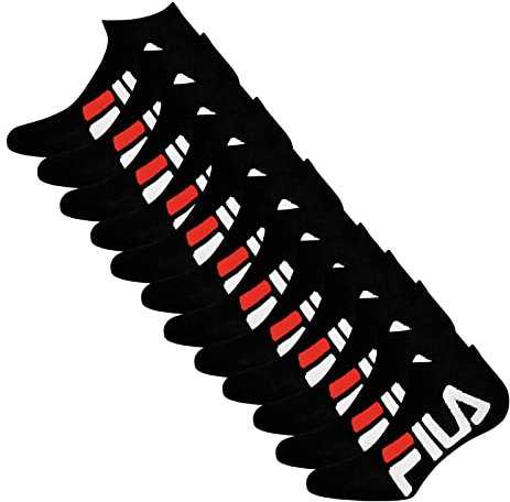 FILA Damen Herren Sneaker Socken Sportsocken Kurzsocken 6 Paar, Farbe:Schwarz, Größe:35-38, Artikel:-200 black